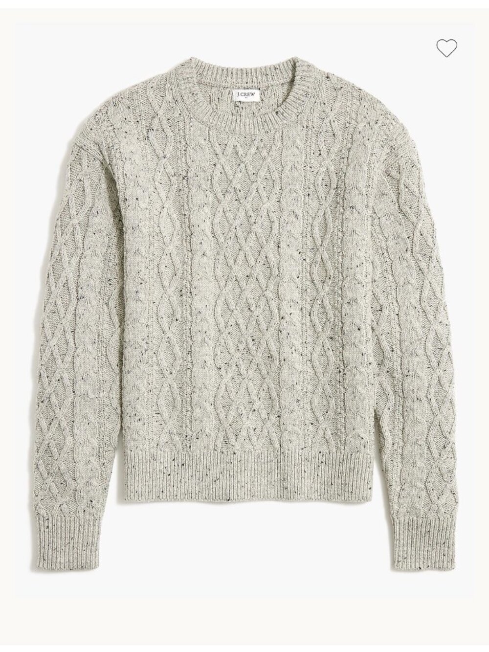 J Crew Womens Fisherman Cable Crewneck Sweater~Size S~Heather Gray Donegal L6 29